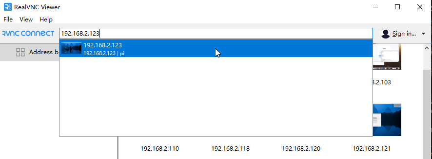 VNC 浏览器连接窗口